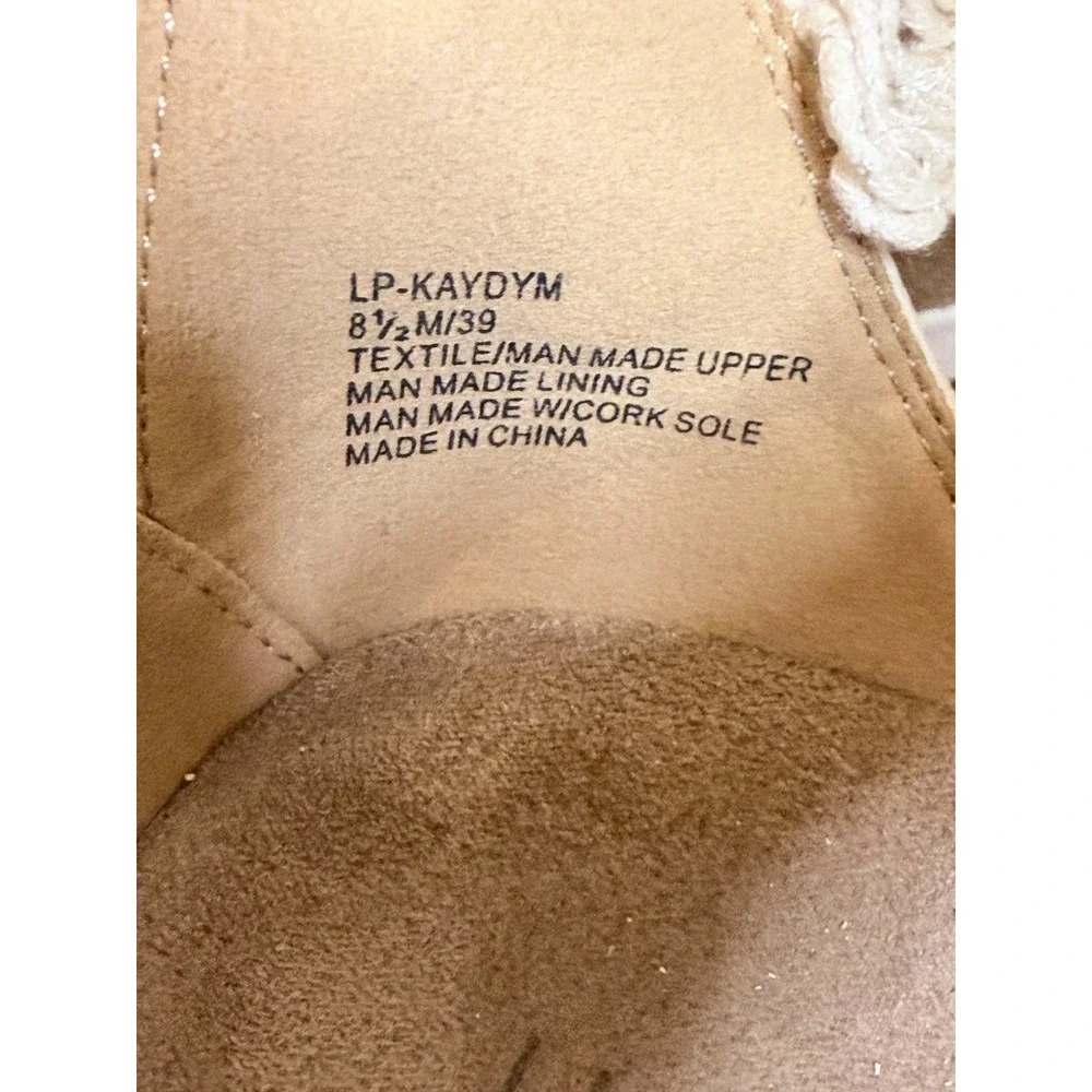 Lucky Brand Kaydyn Cream Crochet Macrame Wedge Sandals Back Zip Size 8.5